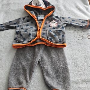 Cozy Grey & Orange Baby Fleece Matching Set